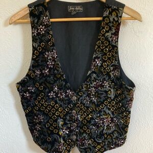 Velour beaded button up Christmas party vest size medium petite